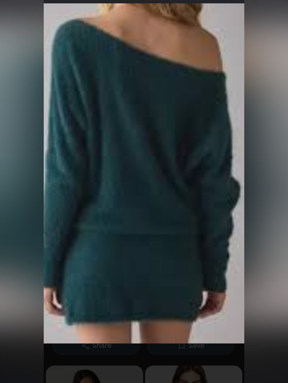 Urban Outfitters Off-Shoulder Mini Sweater Dress in Deep Teal